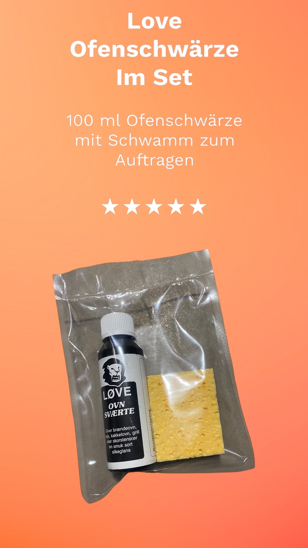 Löve Ofenschwärze - Love Ovn Swaerte - Set mit Schwamm